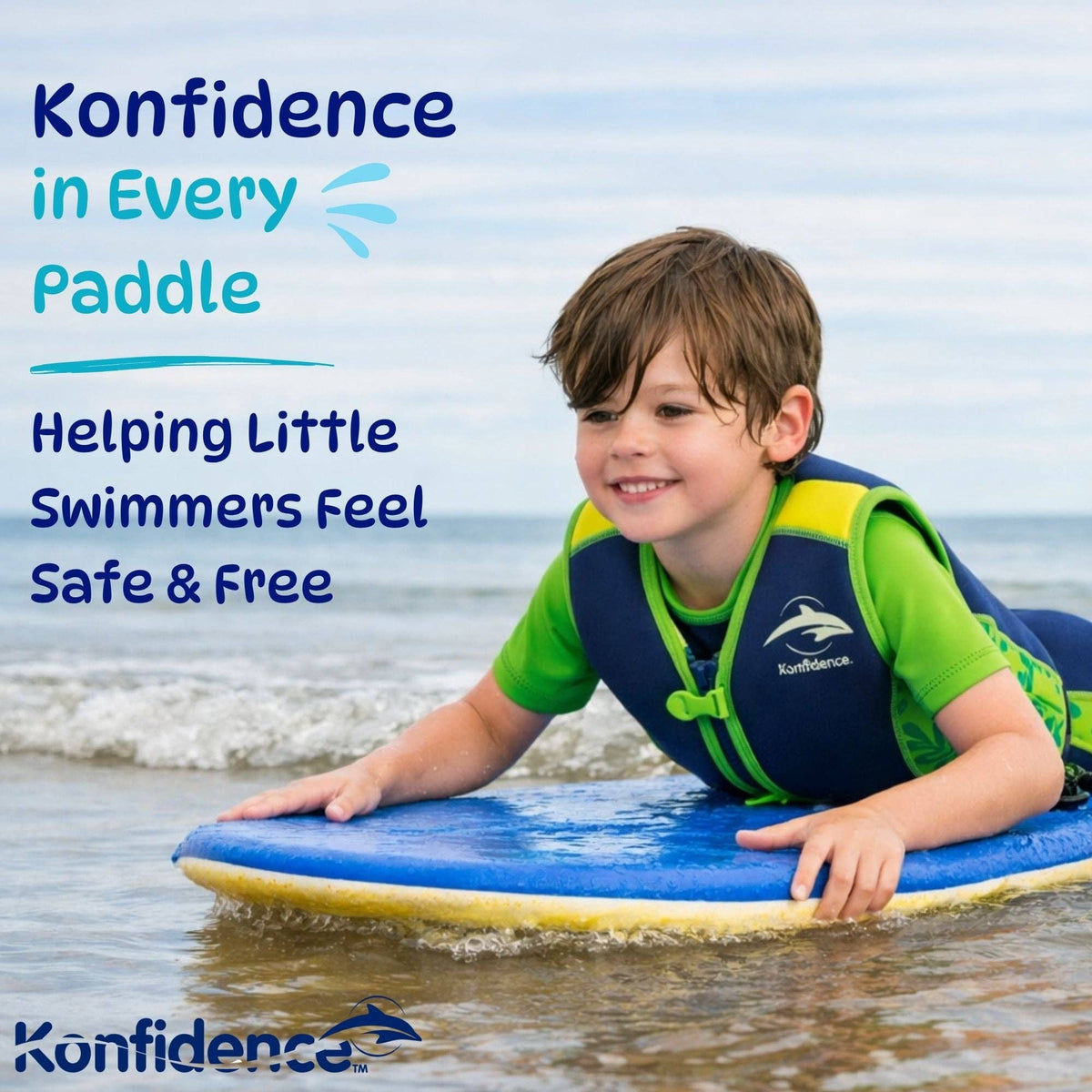 Original Konfidence Jacket | Kids Swim Vest: Hamptons Navy / (Up to 3 Years/15-19Kgs)