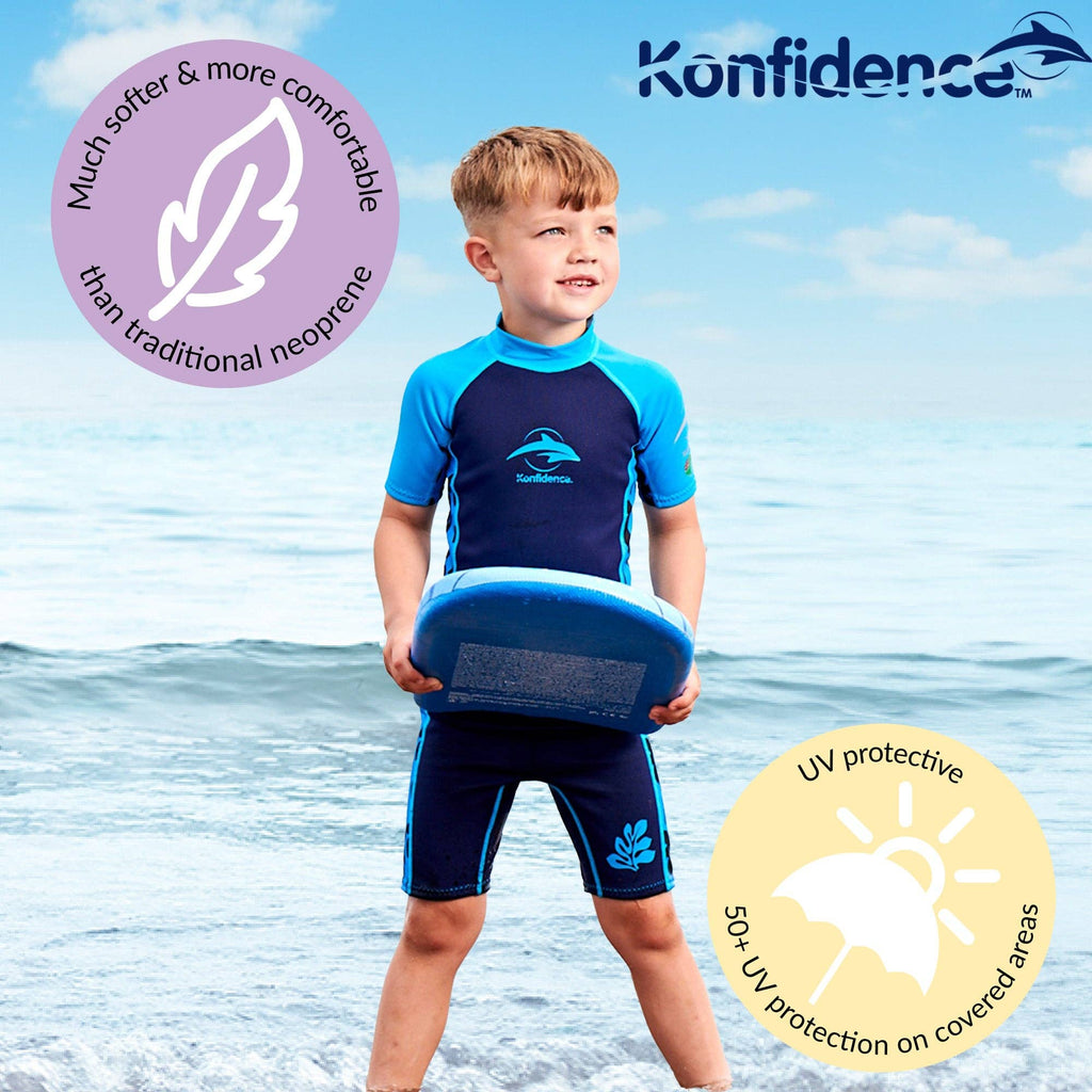 Konfidence Warma™ Kids Wetsuit – Blue Palm Maui | Warm & UV Protective