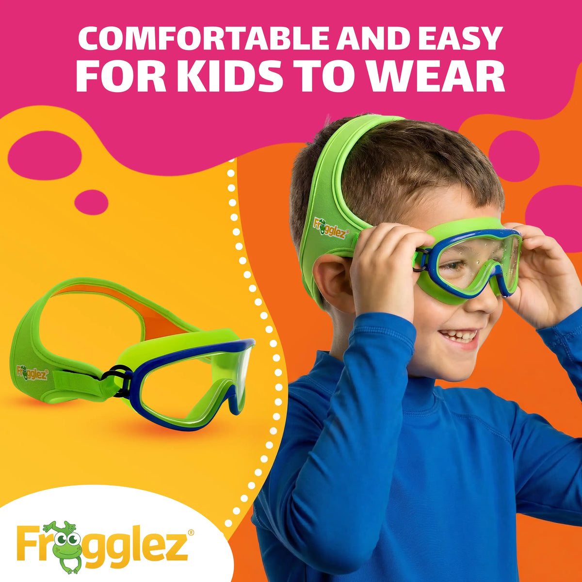 Frogglez Green Navigatorz Kids Swimming Goggles & Swim Mask | Age 4–10
