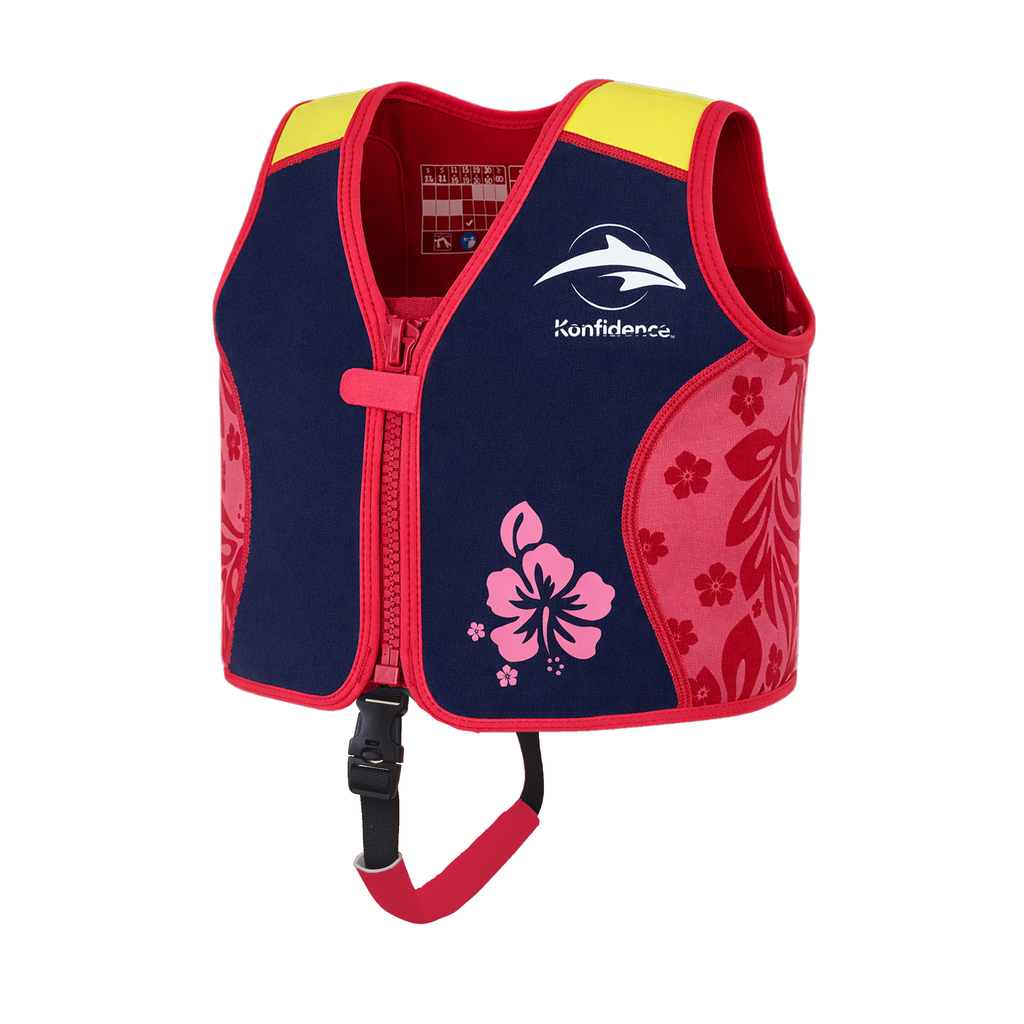 Original Konfidence Jacket | Kids Swim Vest: Oahu Pink/Navy / (3-6 Years/19-30Kgs)