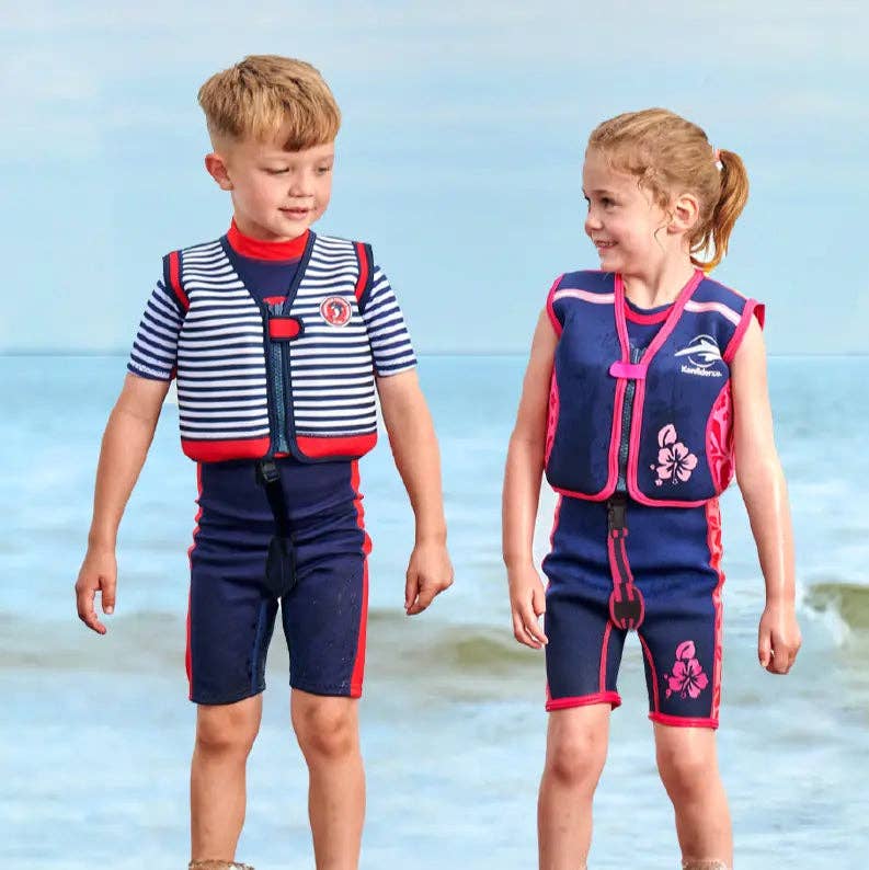 Original Konfidence Jacket | Kids Swim Vest: Hamptons Navy / (Up to 3 Years/15-19Kgs)