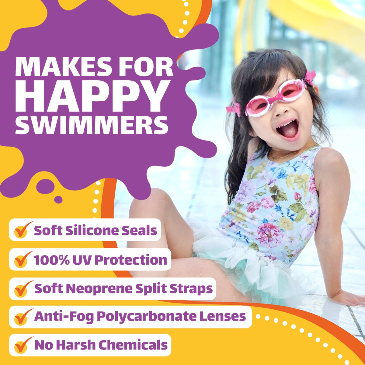 Frogglez Pink Frogz Kids Swimming Goggles | Age 3–10