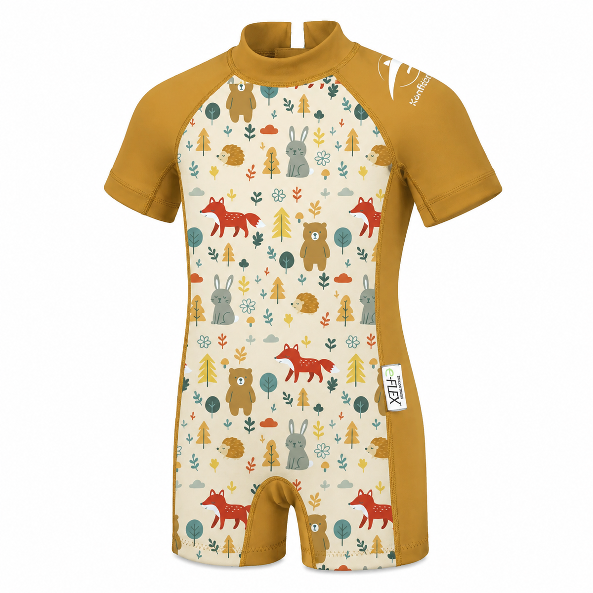 Konfidence Kids Swimsuit/UV Sunsuit made from e-Flex™: Woodland Gold