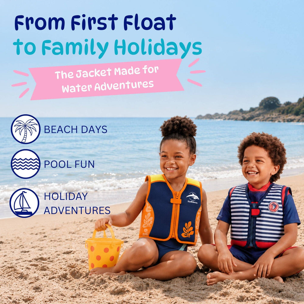 Original Konfidence Jacket | Kids Swim Vest: Oahu Pink/Navy / (Up to 3 Years/15-19Kgs)