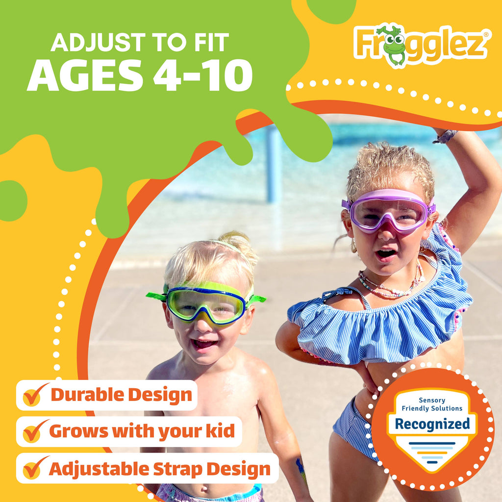 Frogglez Lavender Lagoonz Kids Swimming Goggles & Swim Mask | Age 4–10