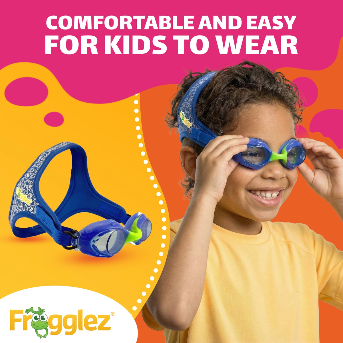 Frogglez Blue Frogz Kids Swimming Goggles | Age 3–10