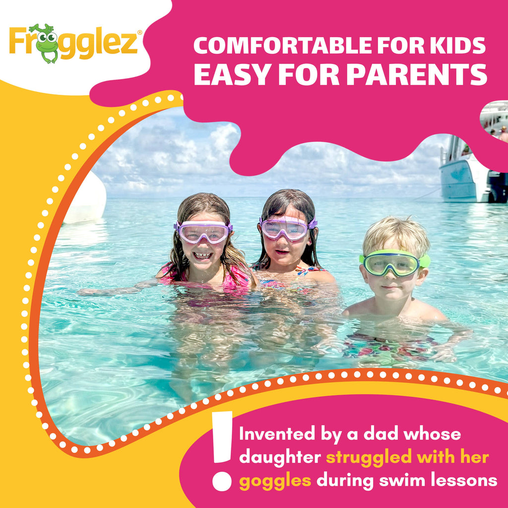 Frogglez Lavender Lagoonz Kids Swimming Goggles & Swim Mask | Age 4–10