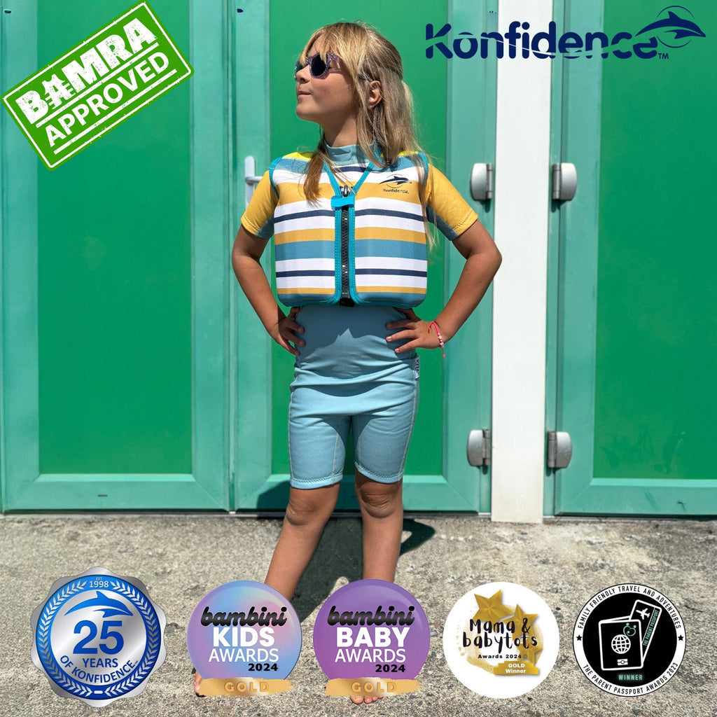Original Konfidence Jacket | Kids Swim Vest: Hamptons Navy / (3-6 Years/19-30Kgs)