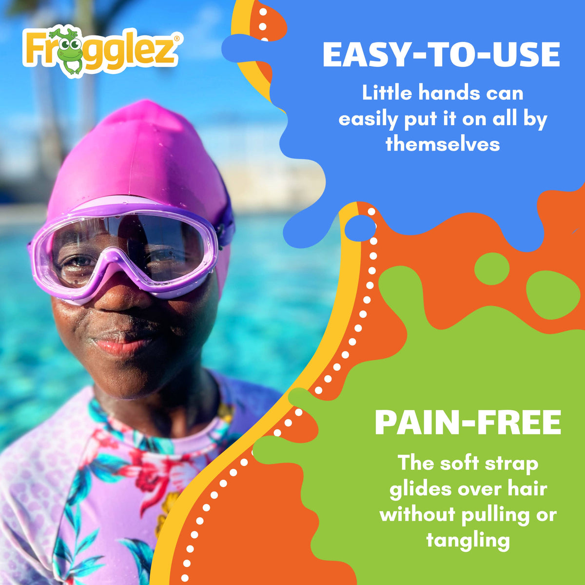Frogglez Pink Passionz Kids Swimming Goggles & Swim Mask | Age 4–10